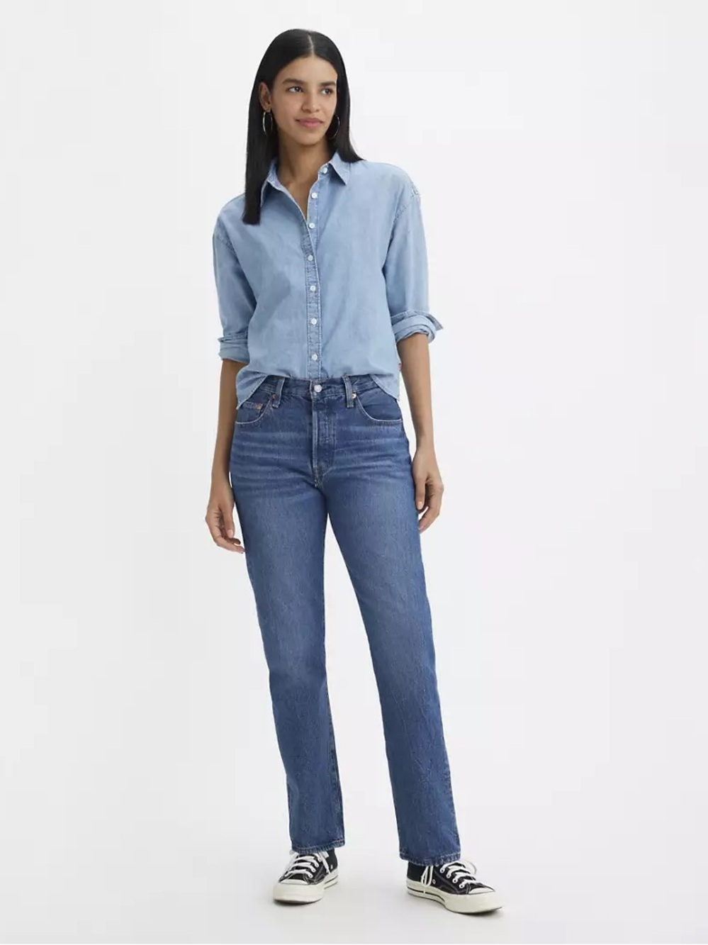Levi’s 501 Classic Medium Blue High-Waisted Straight Jeans, W27, L30